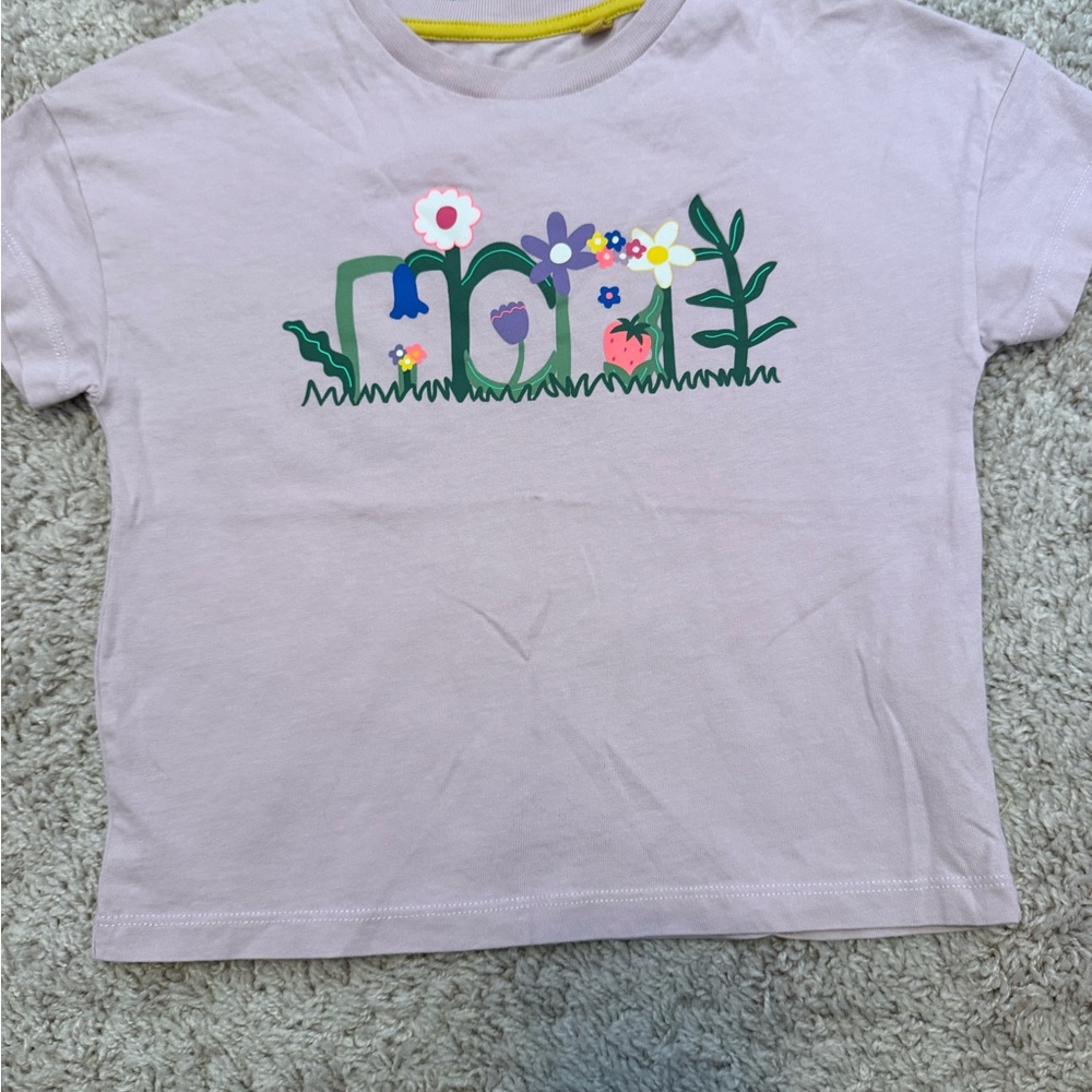 Mini Boden Kids T-Shirt - Lavender with Floral Design